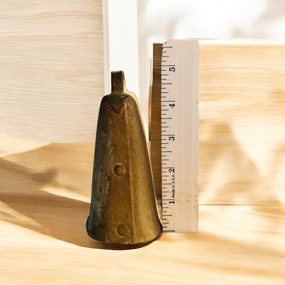 Antique Vtg Farm Cow Bell Clapper Rustic Fold Over Primitive Country Farmhouse - Picture 5 of 6